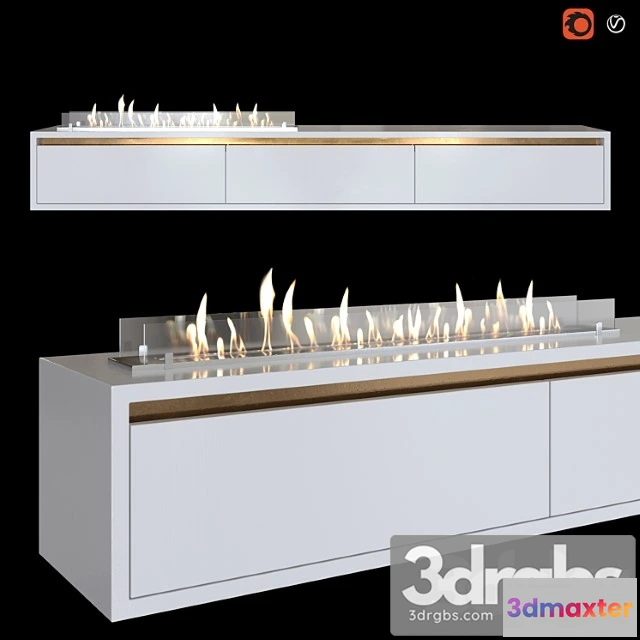 1004886 - Wall-mounted tv stand with built in bio fireplace
