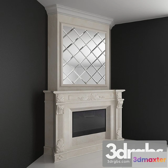 1056998 - Corner fireplace with a mirror facet