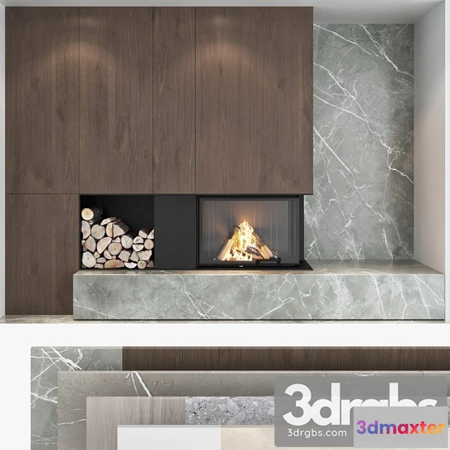 1057004 - Decorative wall with fireplace set 04