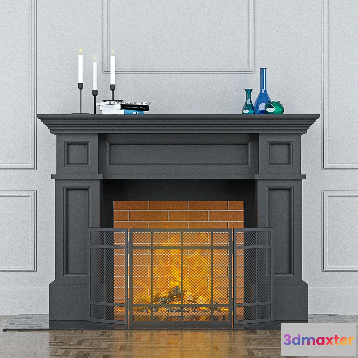 1336660 - Fireplace with screen 3D Max