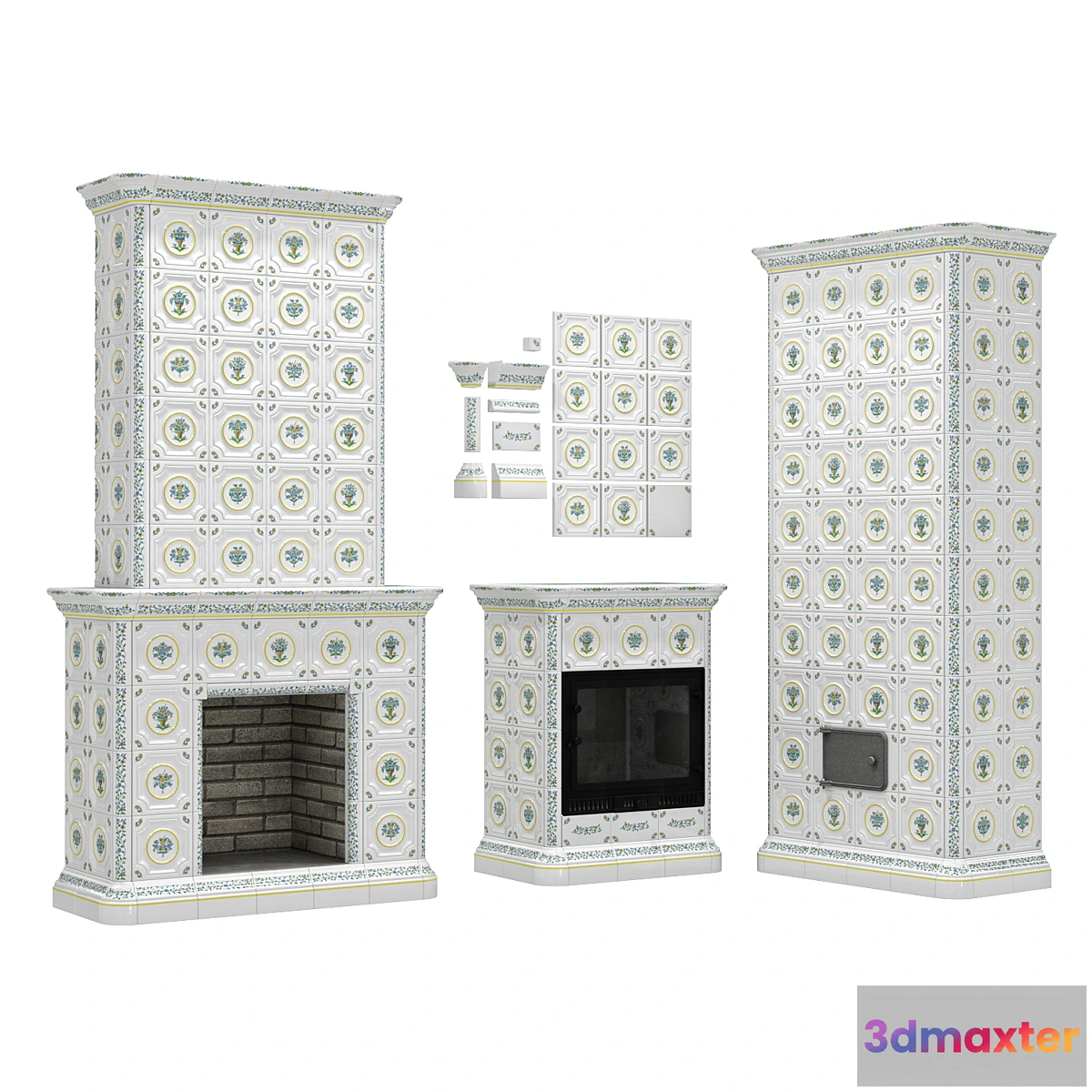1428608 - Fireplaces and stove with Provence tiles 3D Max