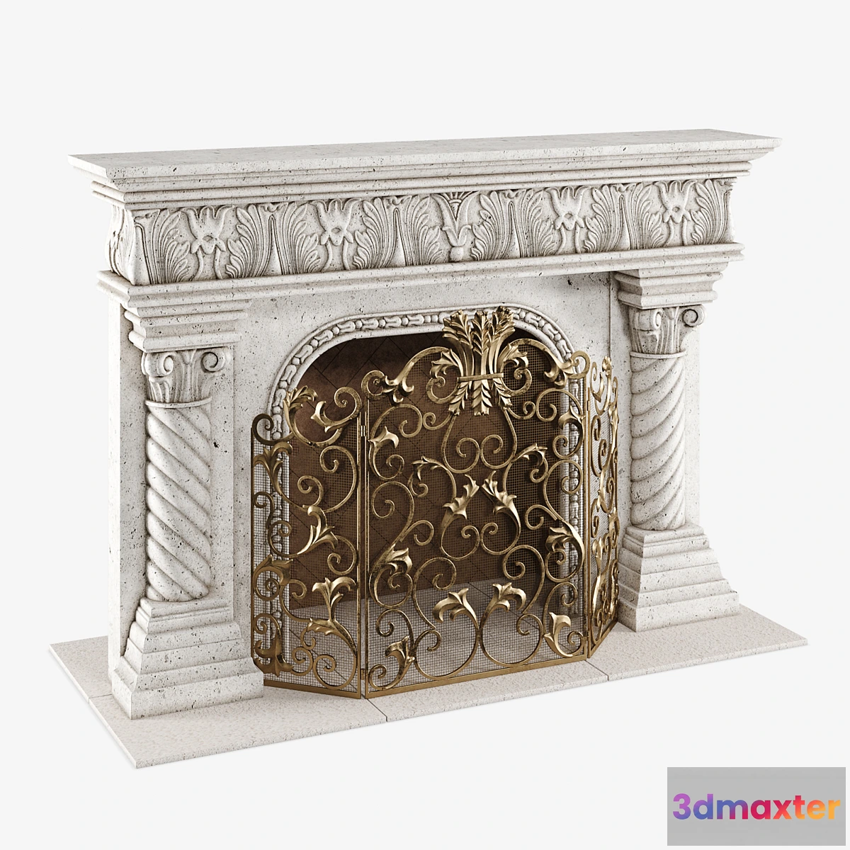1430330 - Caesar Mantel & Acanthus Fireplace Screen 3D Max