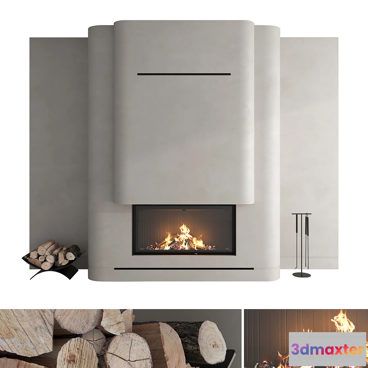 1437562 - Decorative wall with fireplace set 56 3D Max