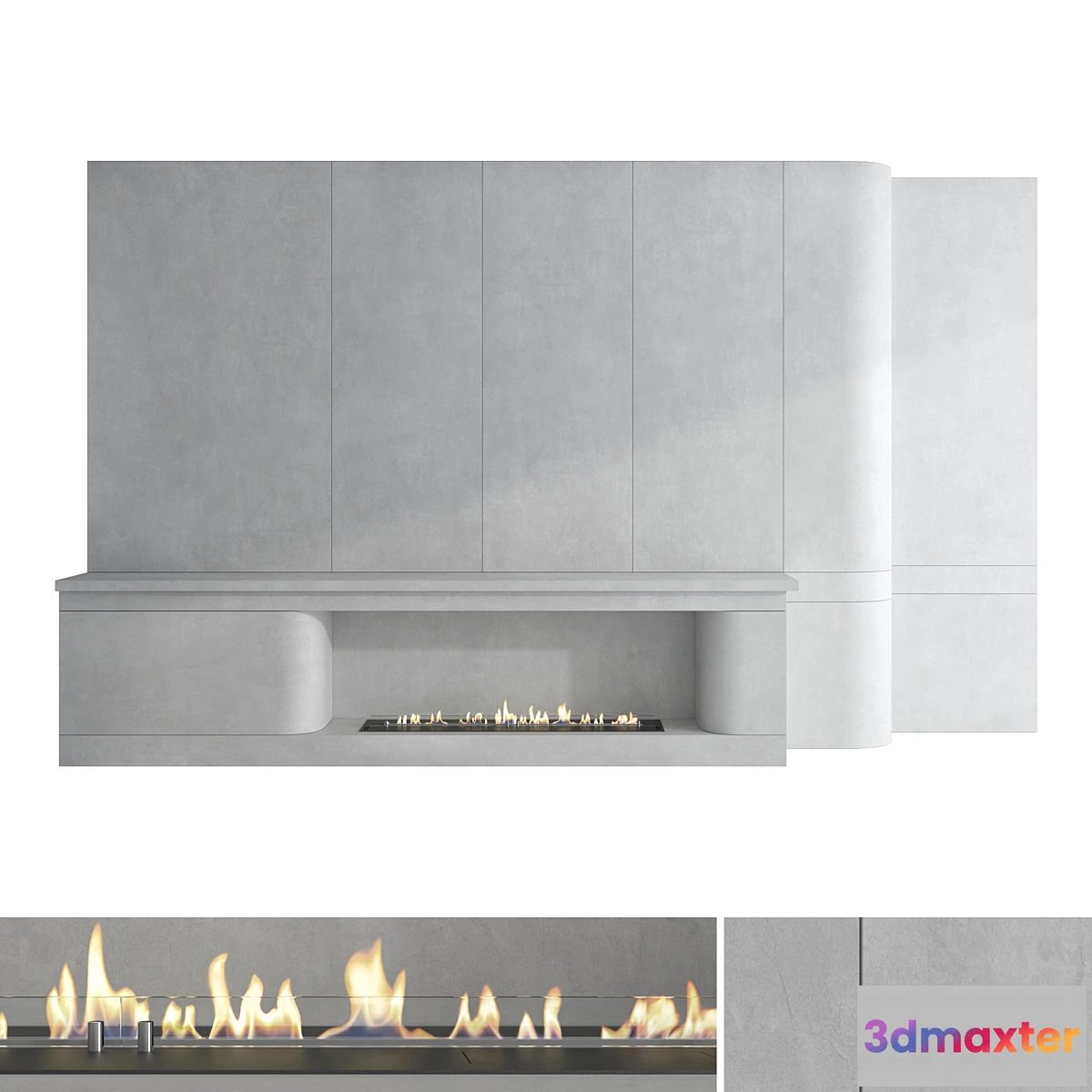 1439852 - Decorative wall with fireplace set 53 3D Max