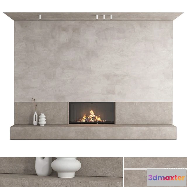 1547183 - Decorative Wall with Fireplace Set 27 3D Max