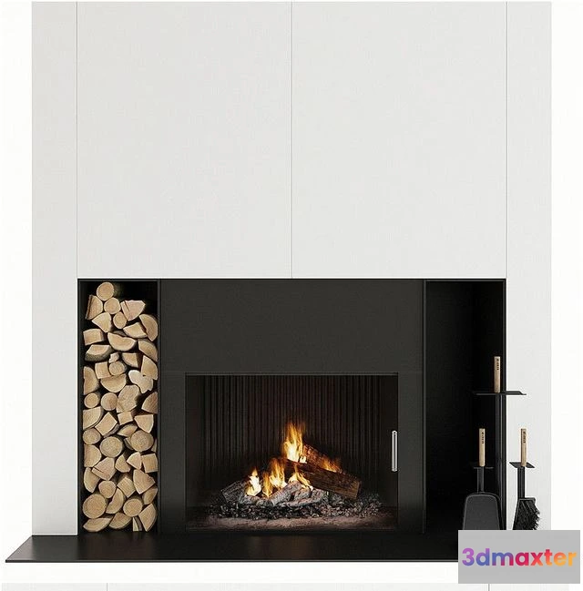 1563007 - Fireplace black and white 3D Max