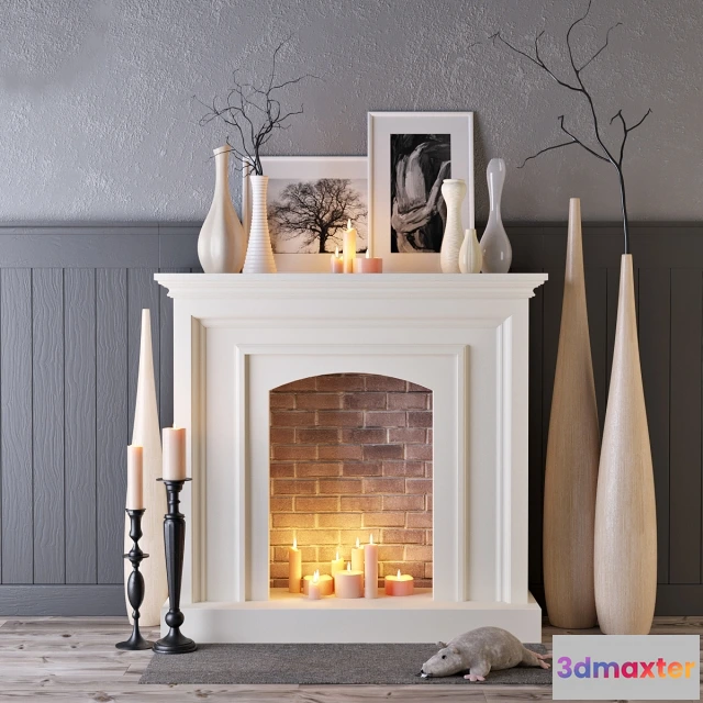 1665916 - other-models - Decorative fireplace with candles 3D Max