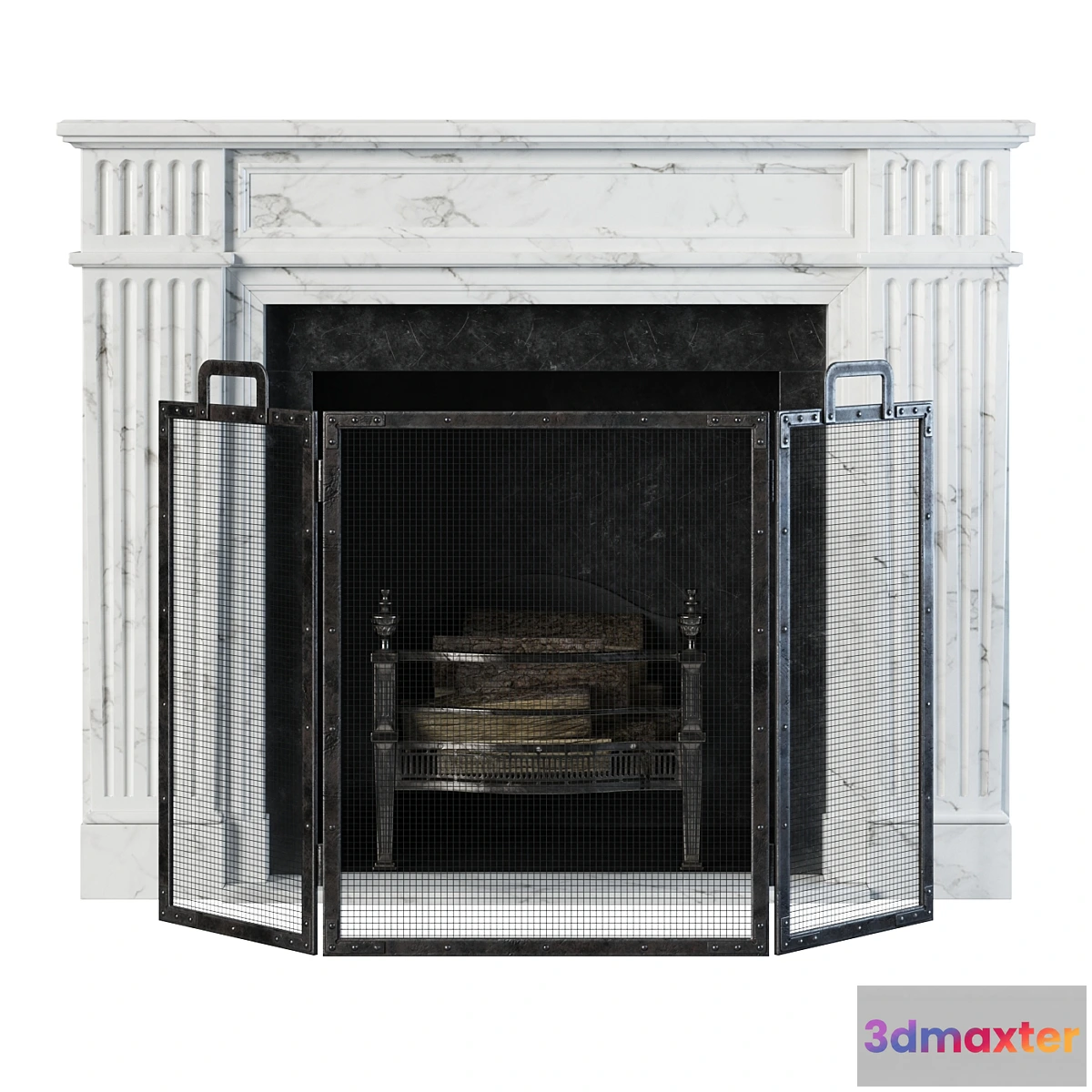 570420 - Classic fireplace white marble