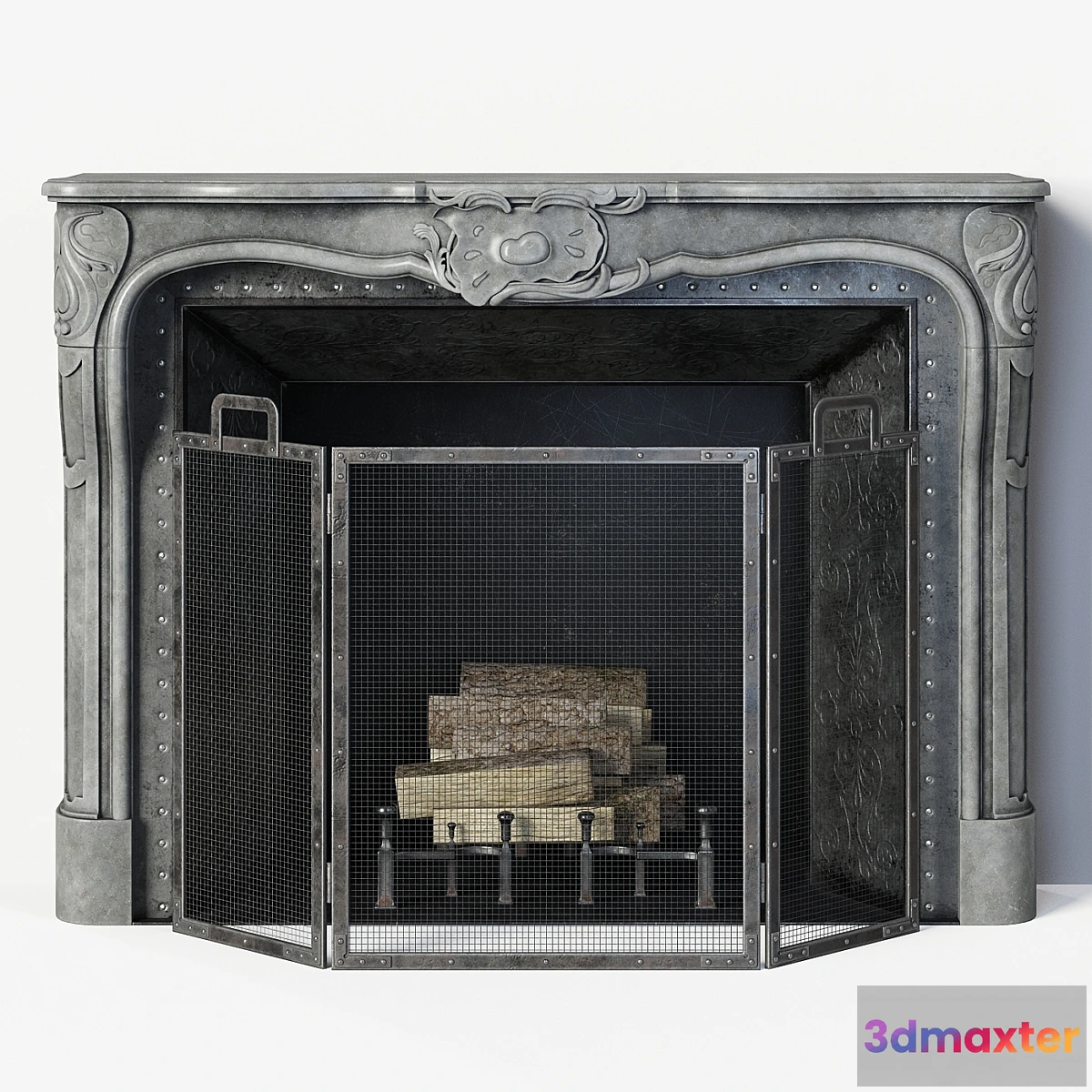 570490 - Regency Style Stone Fireplace