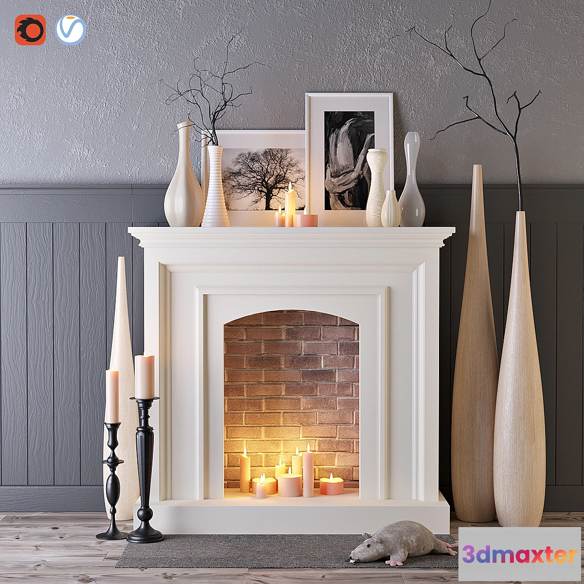 576840 - Decorative fireplace with candles