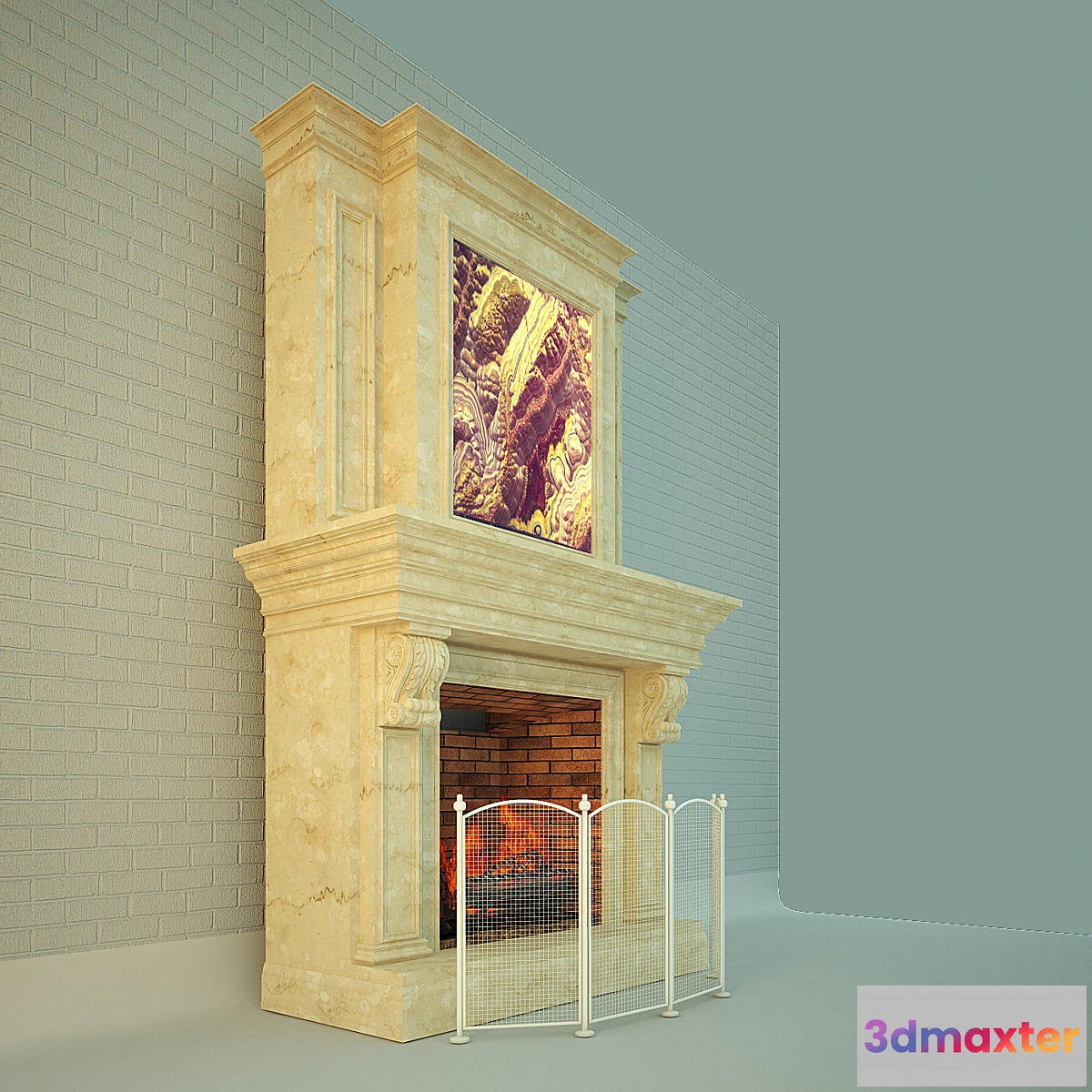 626955 - Fireplace with inset (backlit onyx “Viola”)