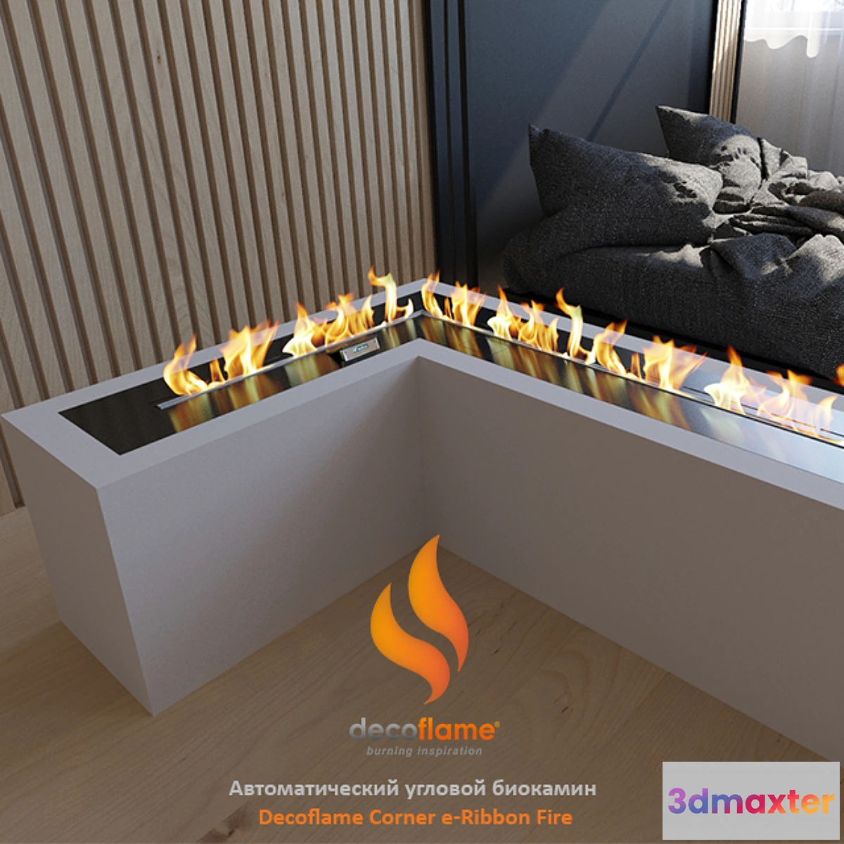 633881 - Automatic corner Bio Fireplace Decoflame Corner e-Ribbon Fire