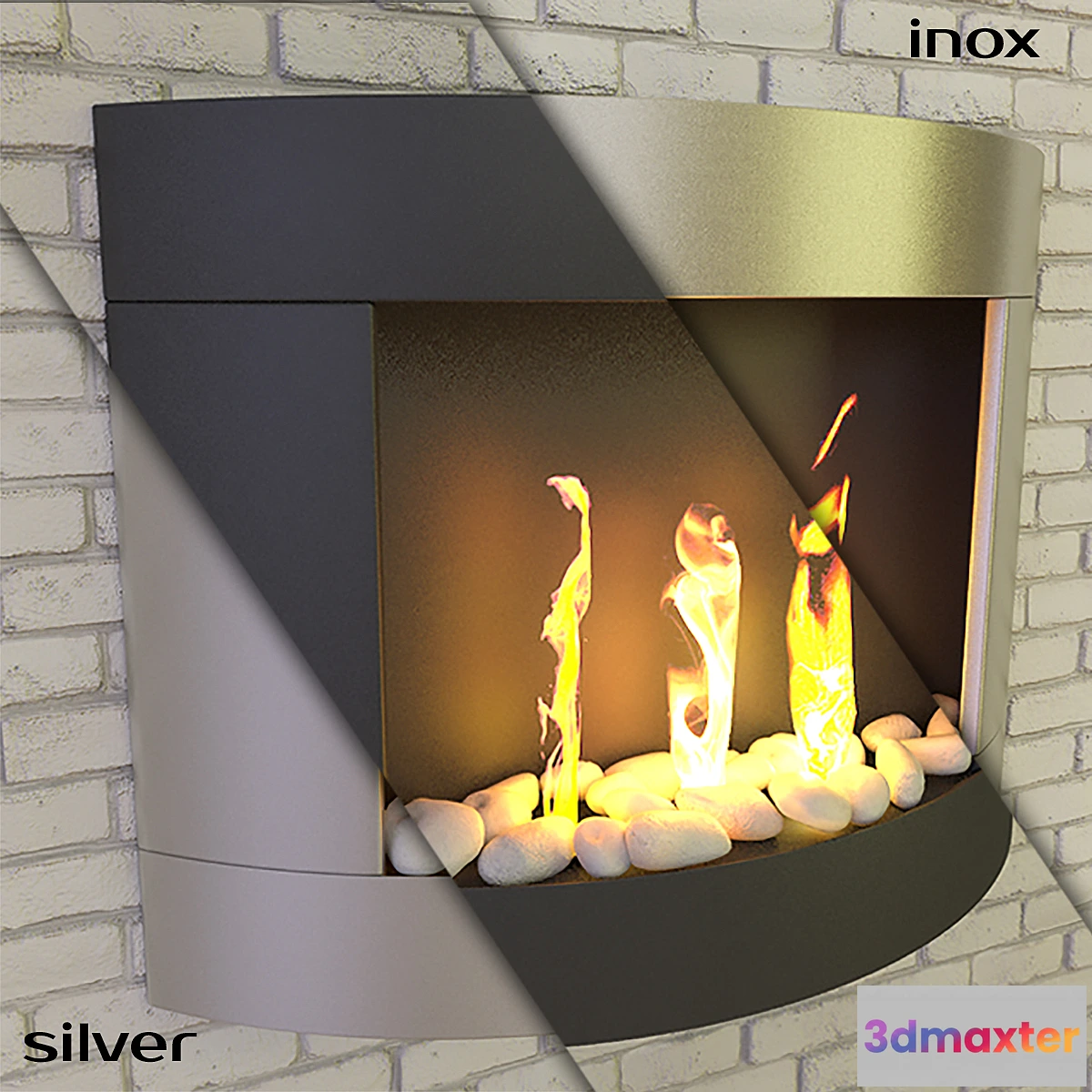 641435 - Bio-fireplace Stockholm (Black Silver Inox)