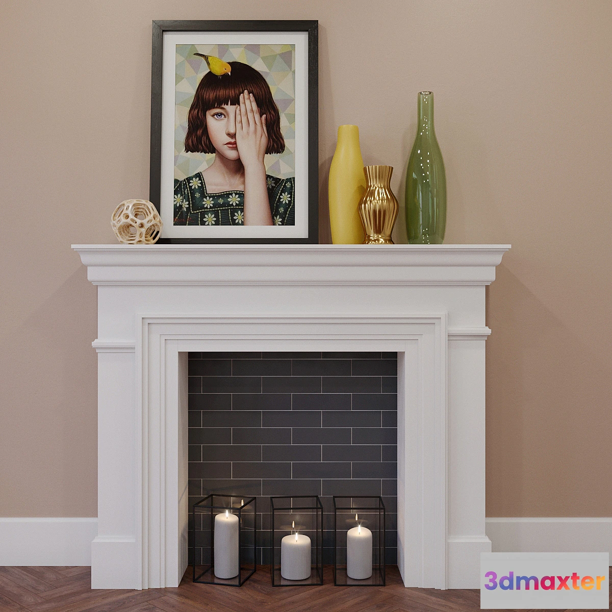 669051 - Fireplace with decor