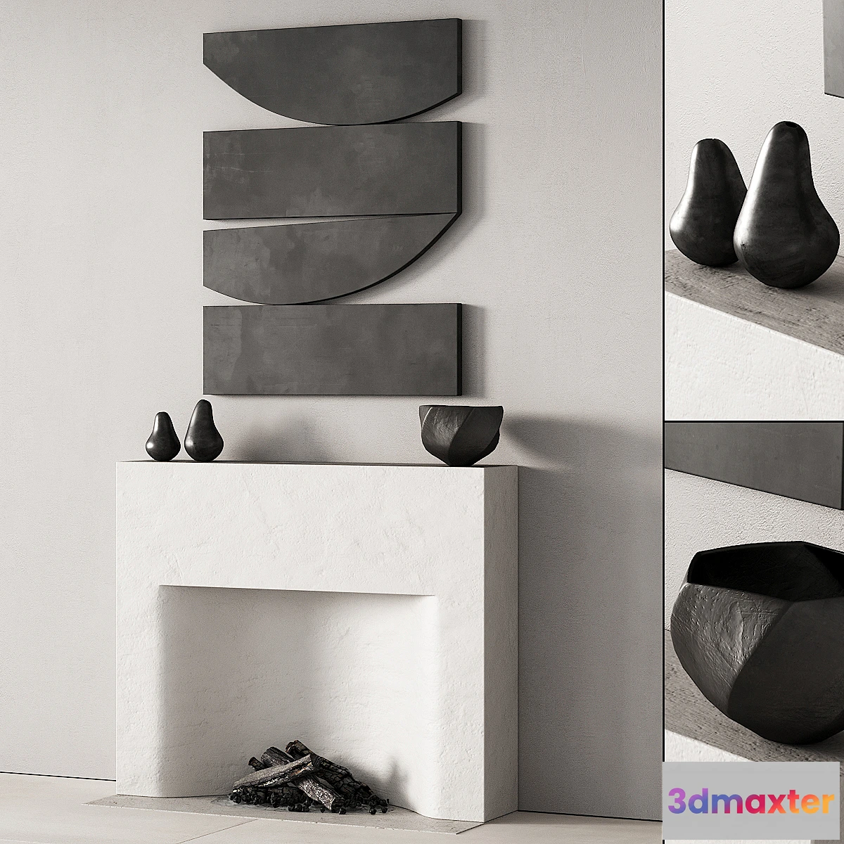 706466 - 290 fireplace area decorative wall 08 chimney with artwork