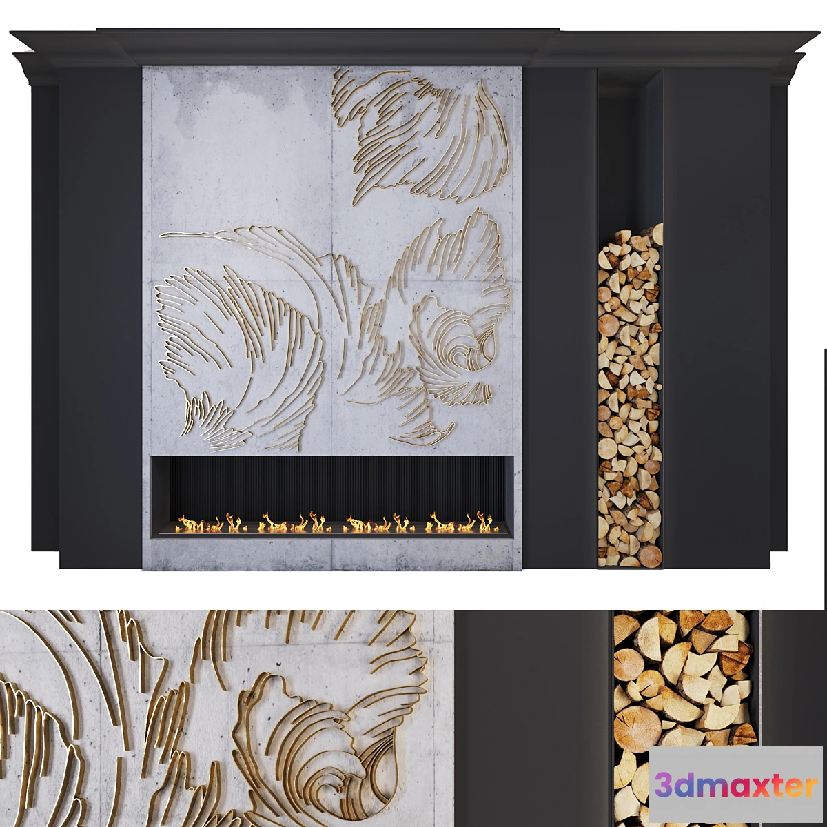 738673 - Modern fireplace _ petals - No.2