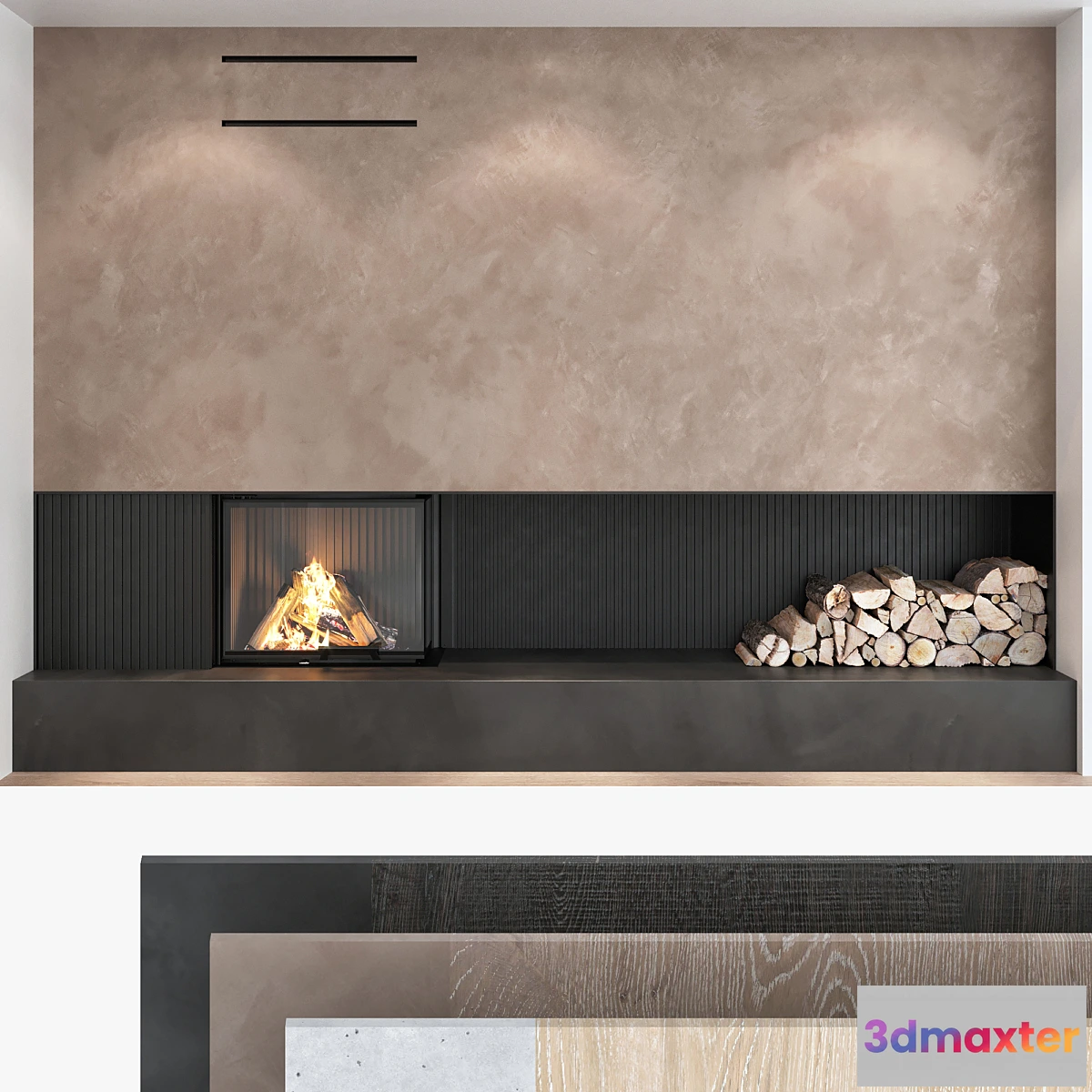 753893 - Decorative wall with fireplace set 06