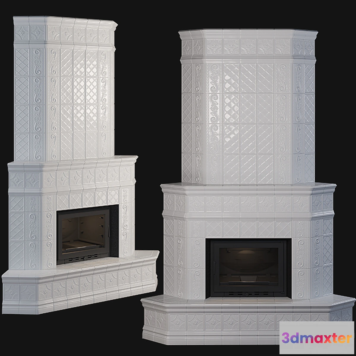 753941 - Stove - corner fireplace with tiles