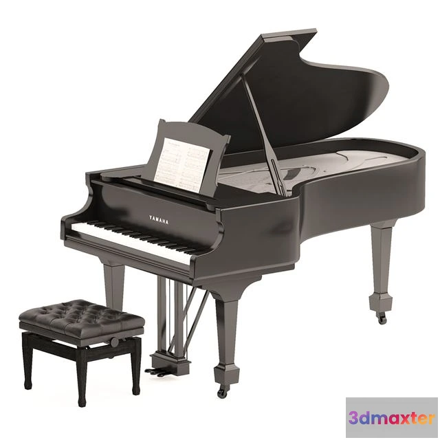 1545872 - Grand Piano with Stool and Notes 3D Max