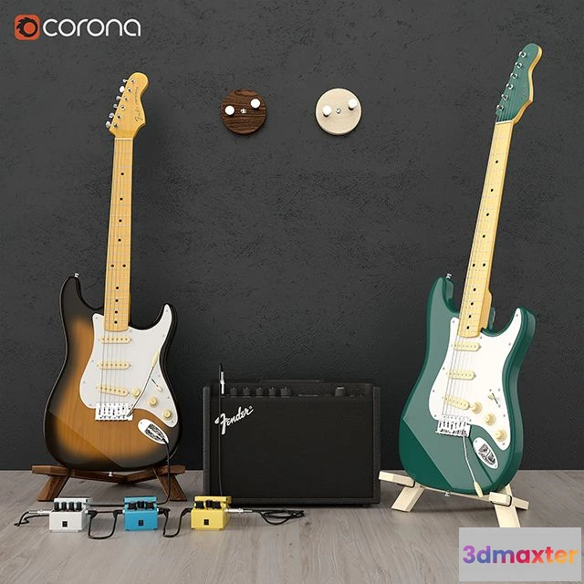 1563773 - Fender guitar set 3D Max