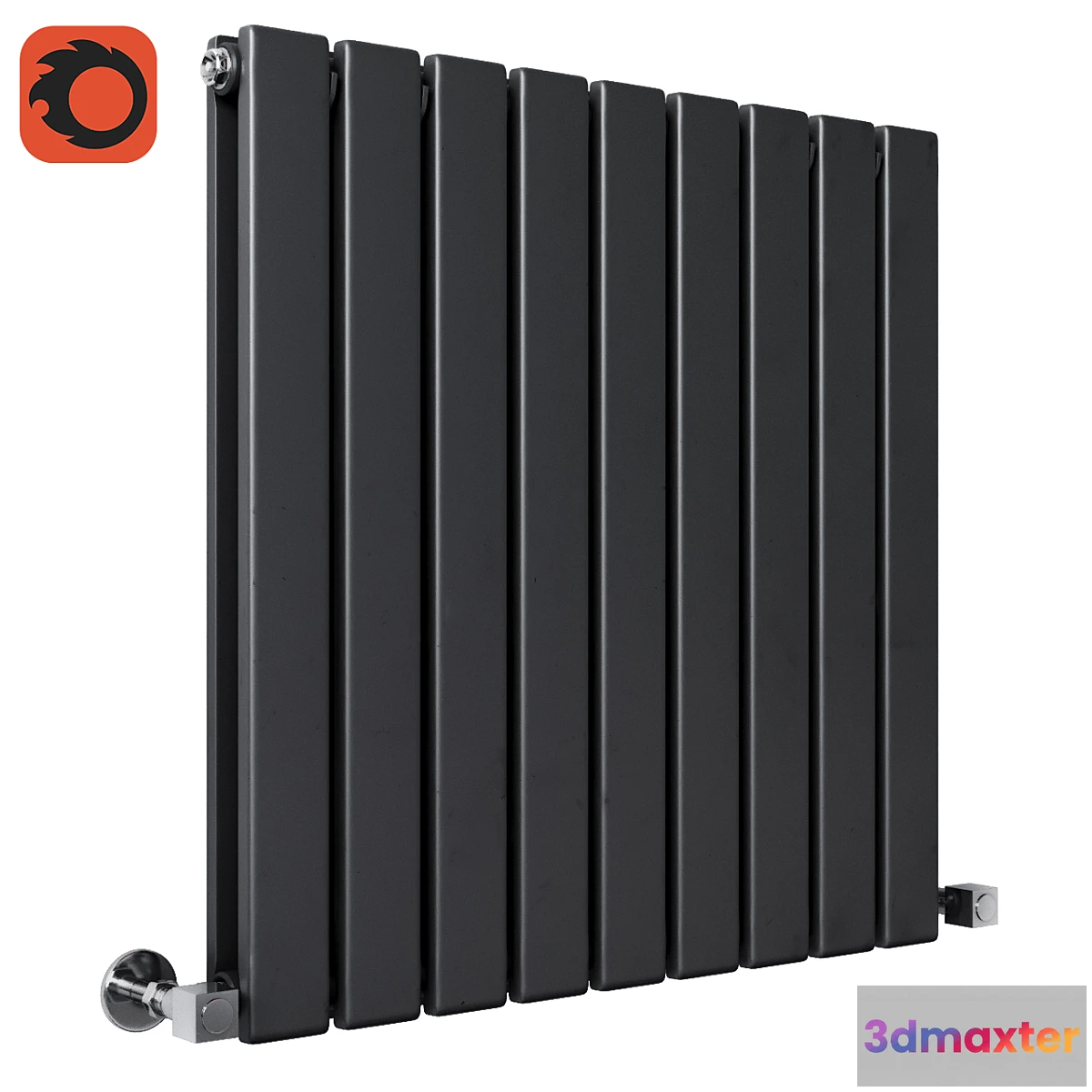 1288858 - Milano Alpha - Black Horizontal Double Slim Panel Designer Radiator 3D Max