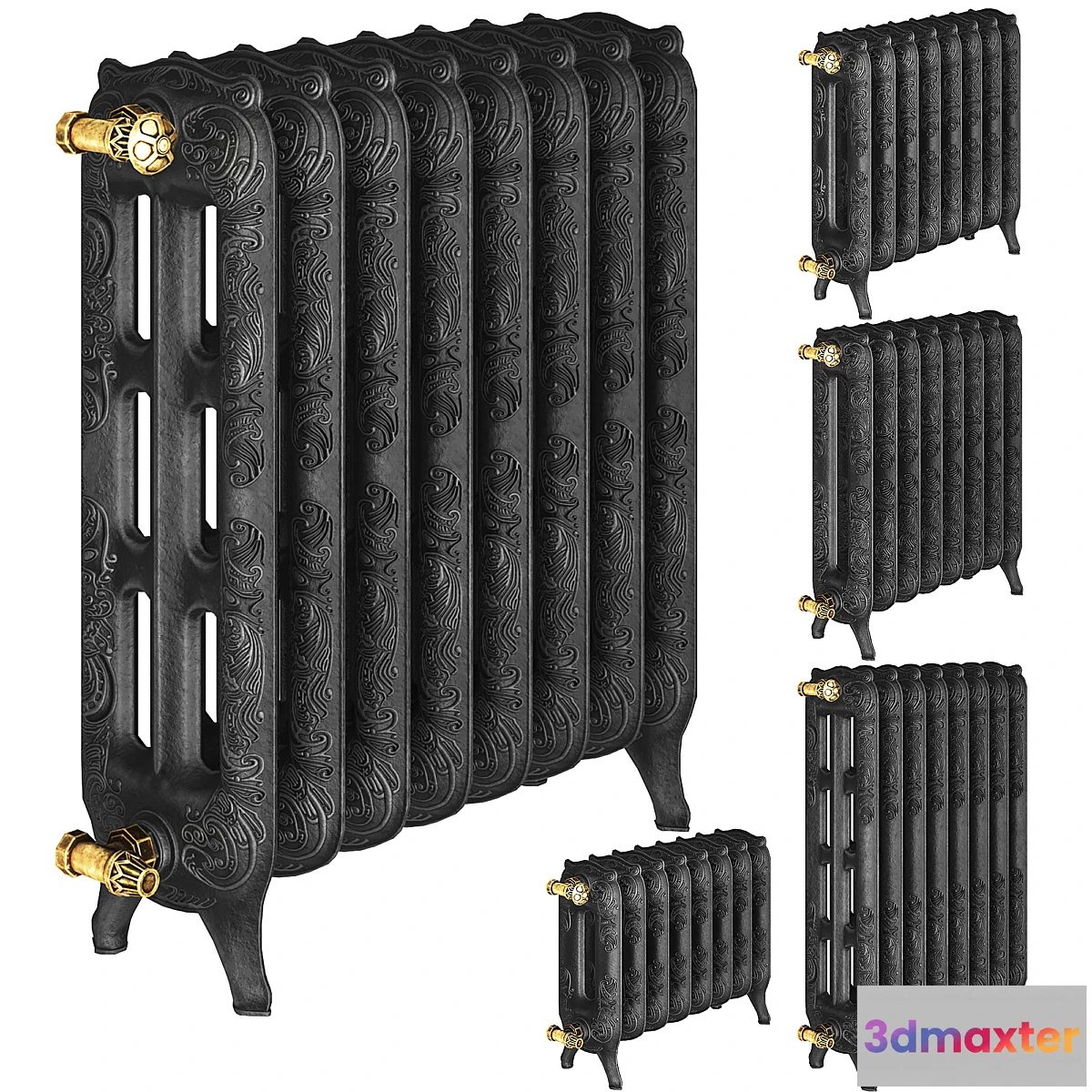 1473930 - Classic Cast Iron Radiator Black Low-poly 3D Max