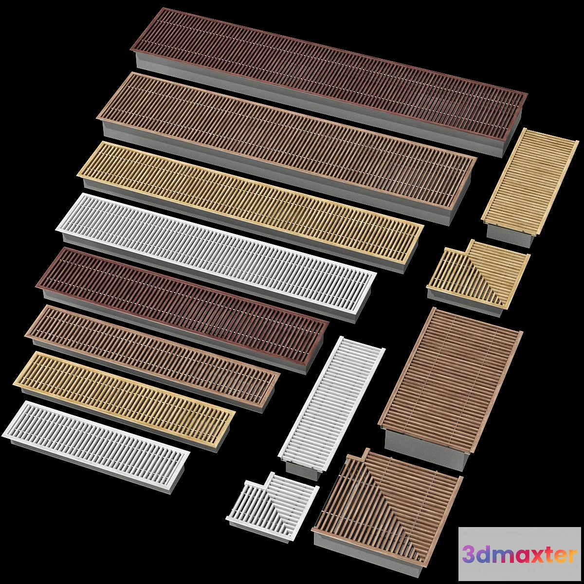 1568628 - Underfloor recessed convector heating radiator (20 models 6 wood materials) 3D Max