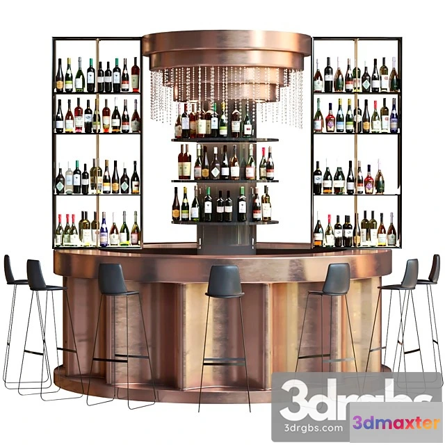 1005722 - Bar Counter with Copper Decor and Strong Alcohol