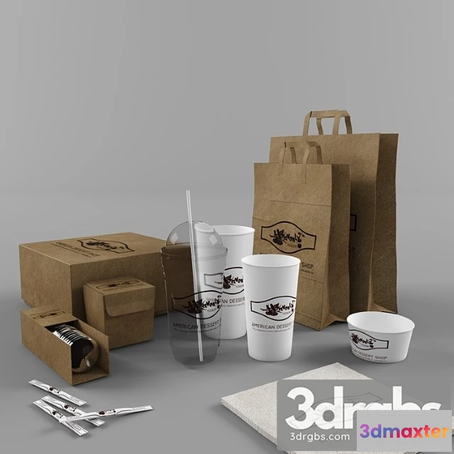 1006002 - Paper bags and cups and packaging for cafe