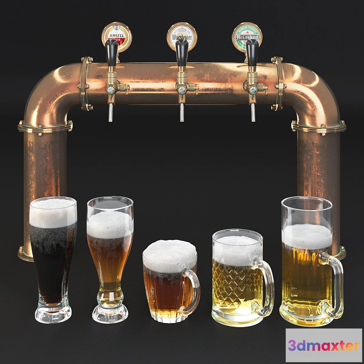 1297330 - Beer tower & beer mugs 3D Max