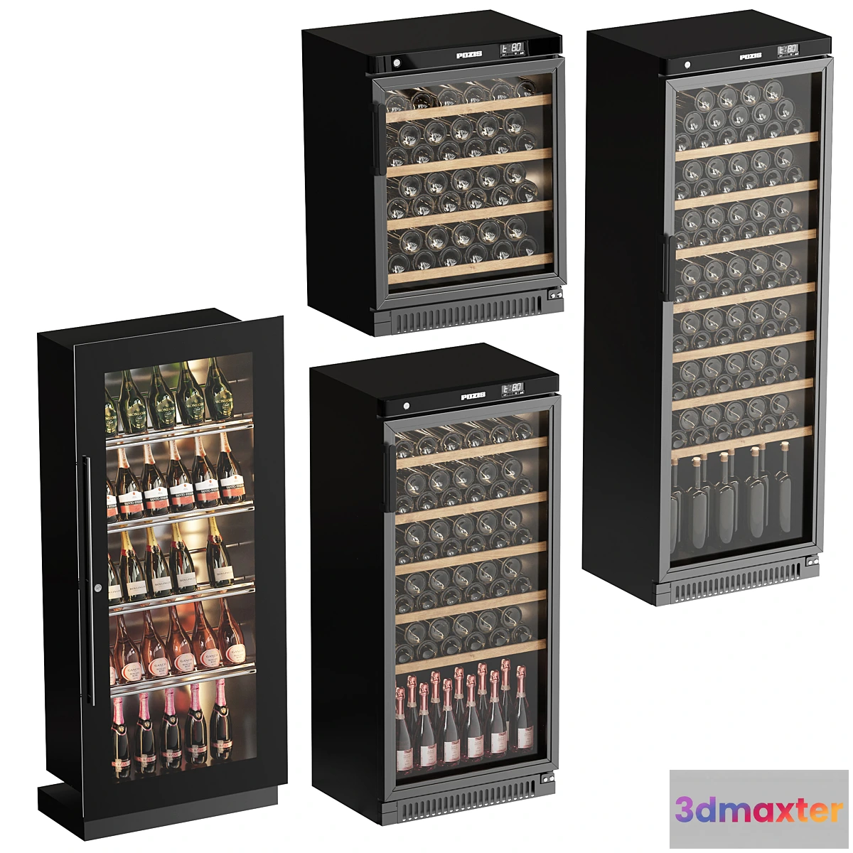 1304403 - Wine showcase-refrigerators POZIS. 4 models 3D Max