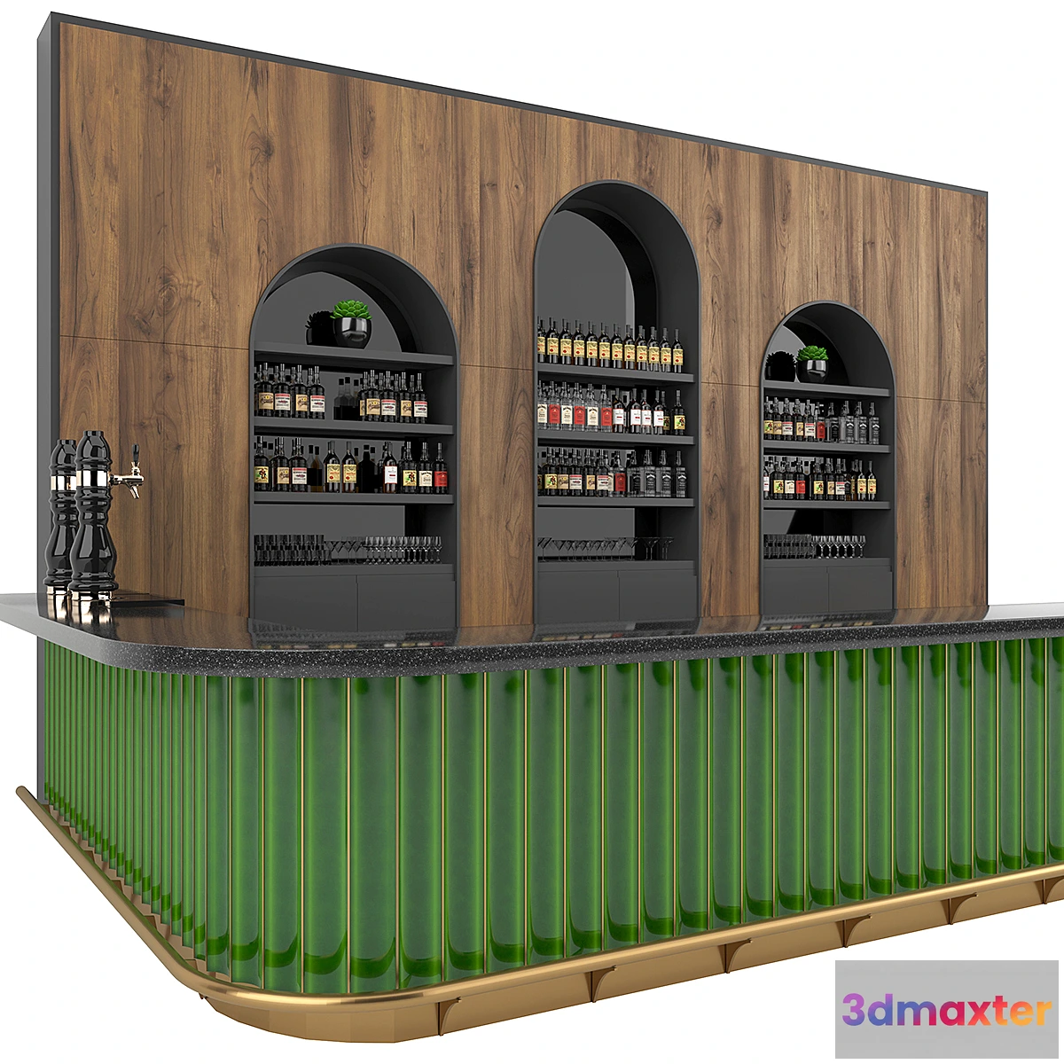 1344560 - Restaurant Bar Set 01 with Emerald Ceramic tiles 3D Max