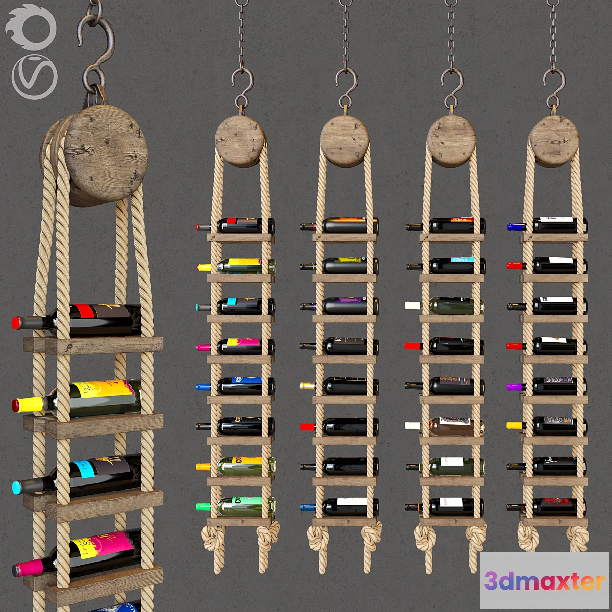 1395528 - rope wine shelv 3D Max
