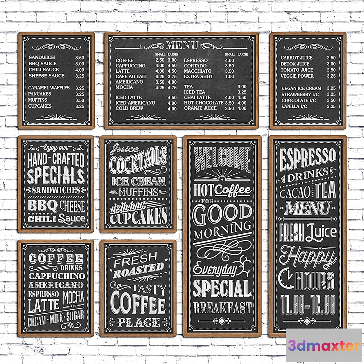 1409094 - Cafe chalk boards 3D Max
