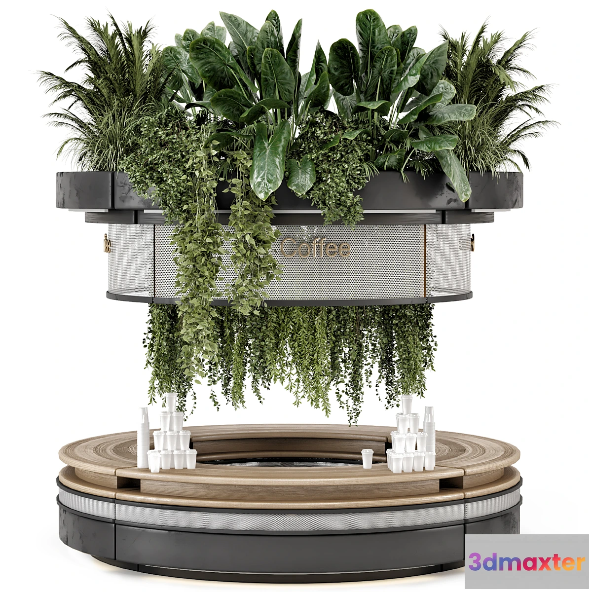 1427172 - Coffee Reception Desk With Plants - Restaurant Set 1815 3D Max