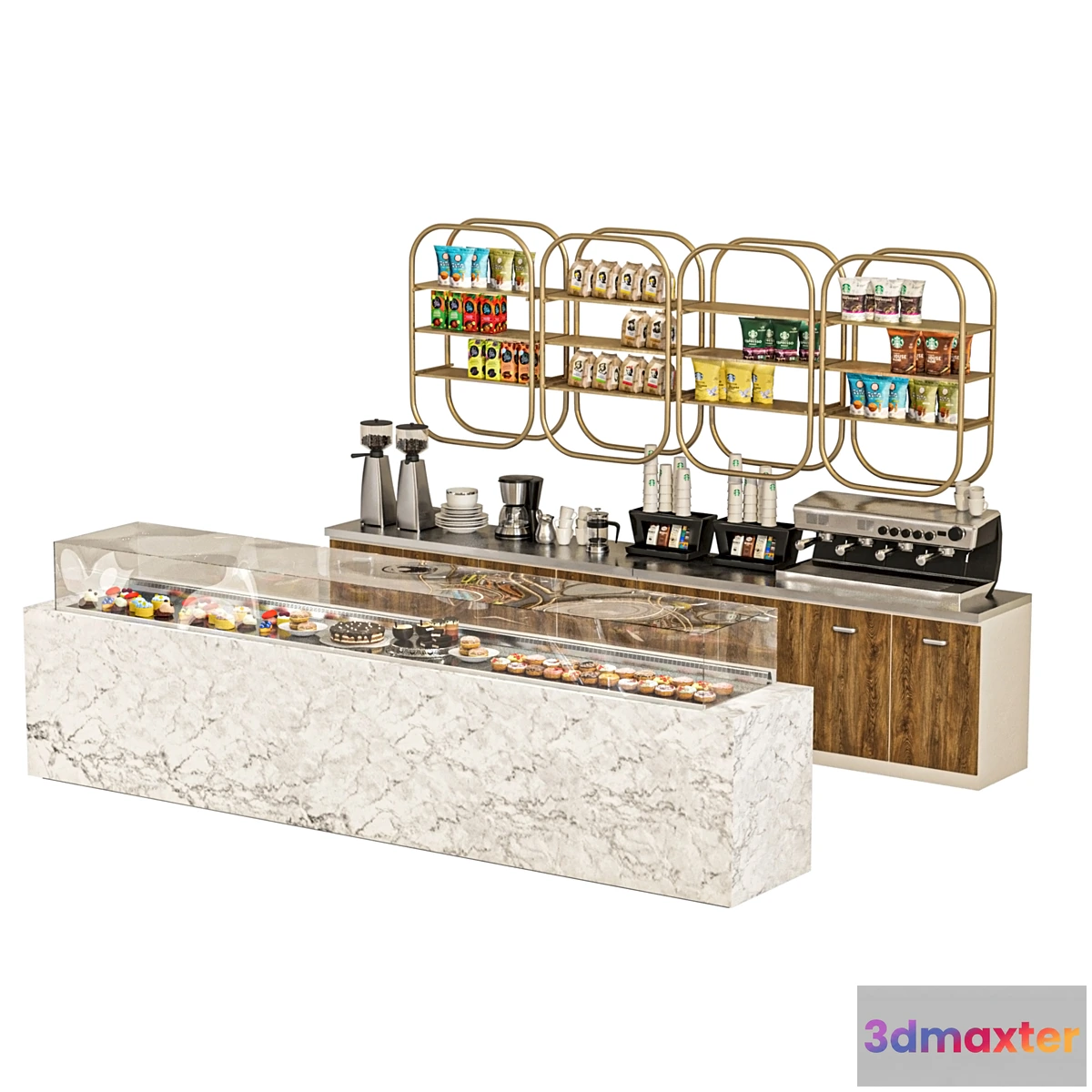 1455860 - Display case with desserts. coffee house 3D Max