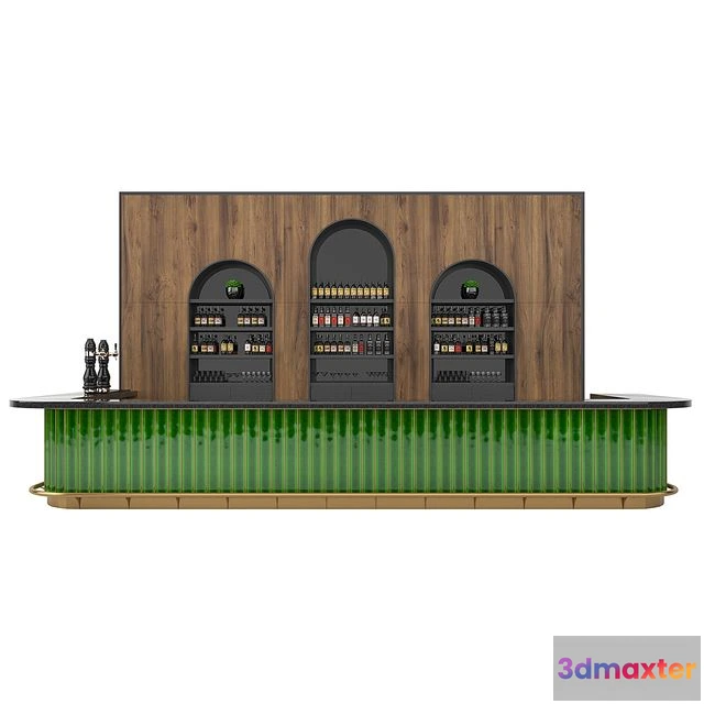 1538784 - Restaurant Bar Set 01 with Emerald Ceramic tiles 3D Max