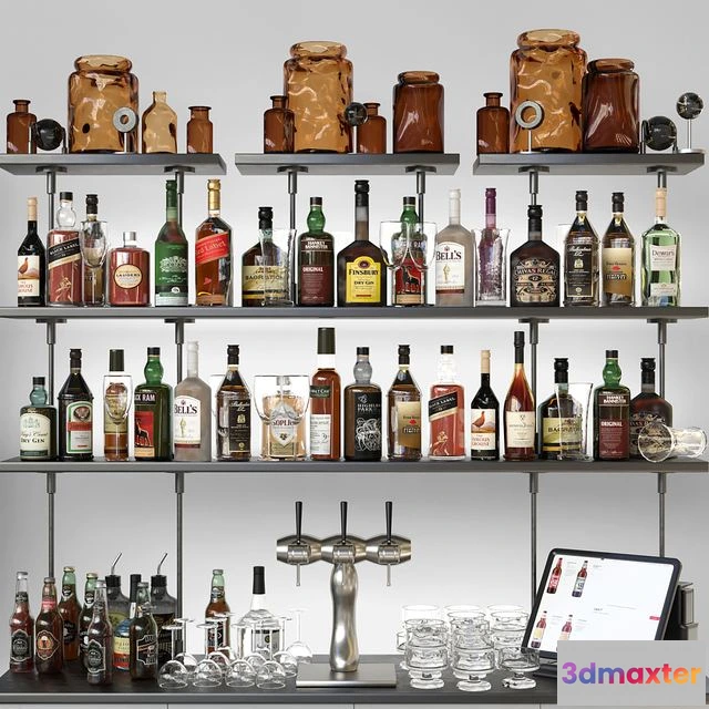 1553037 - Bar counter with strong alcohol. Alcohol 12 3D Max