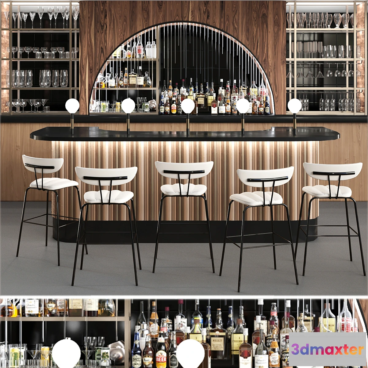 569464 - Pub in classic style with a collection of strong alcohol. Alcohol