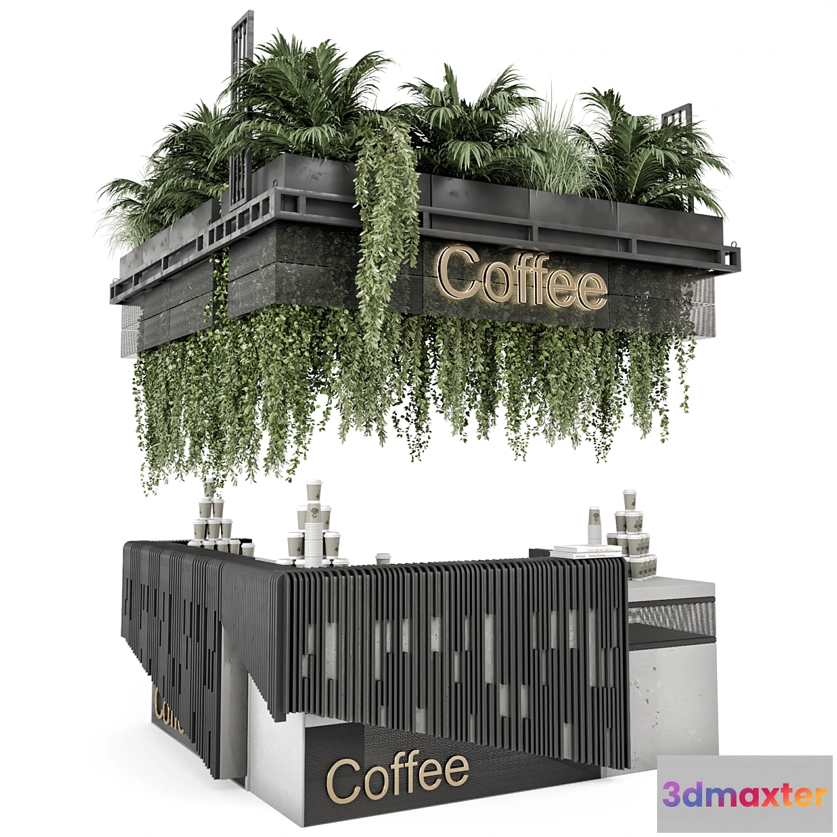 682618 - Coffee Reception Desk With Plants - Restaurant Set 1317