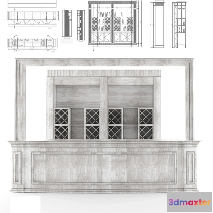 804008 - Breakfast bar + rack (cabinet) + drawing (dwg)