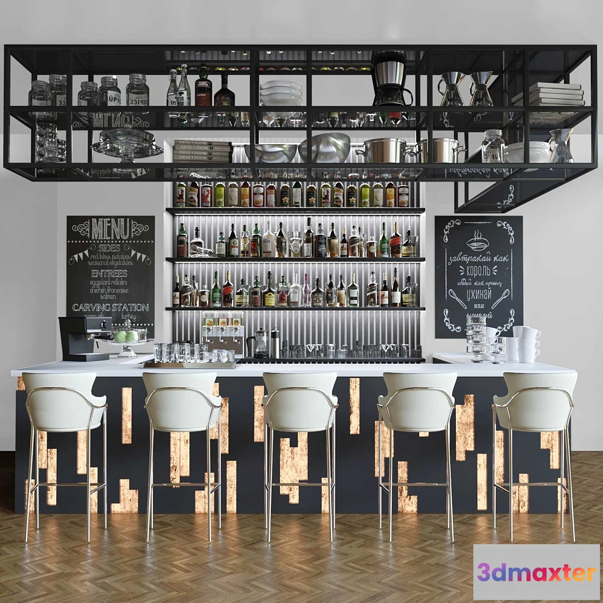 847881 - Design project of a restaurant with a bar counter and cocktails. Alcohol - No.3