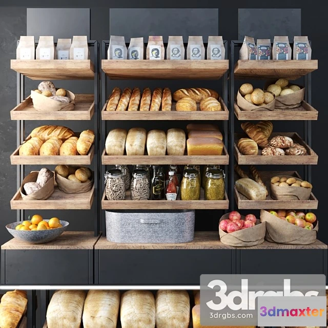 1006096 - A Large Showcase In A Bakery With Bread and Other Products Bakery Products