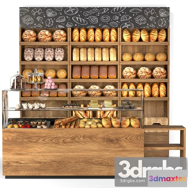 1006460 - Showcase In A Bakery With Baked Desserts And Various Sweets Bread