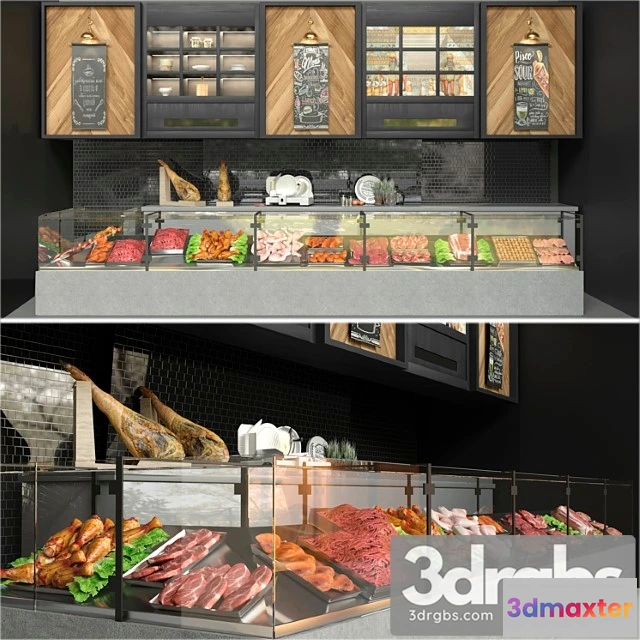 1006472 - Showcase In A Supermarket With Semi Finished Products and Meat Food