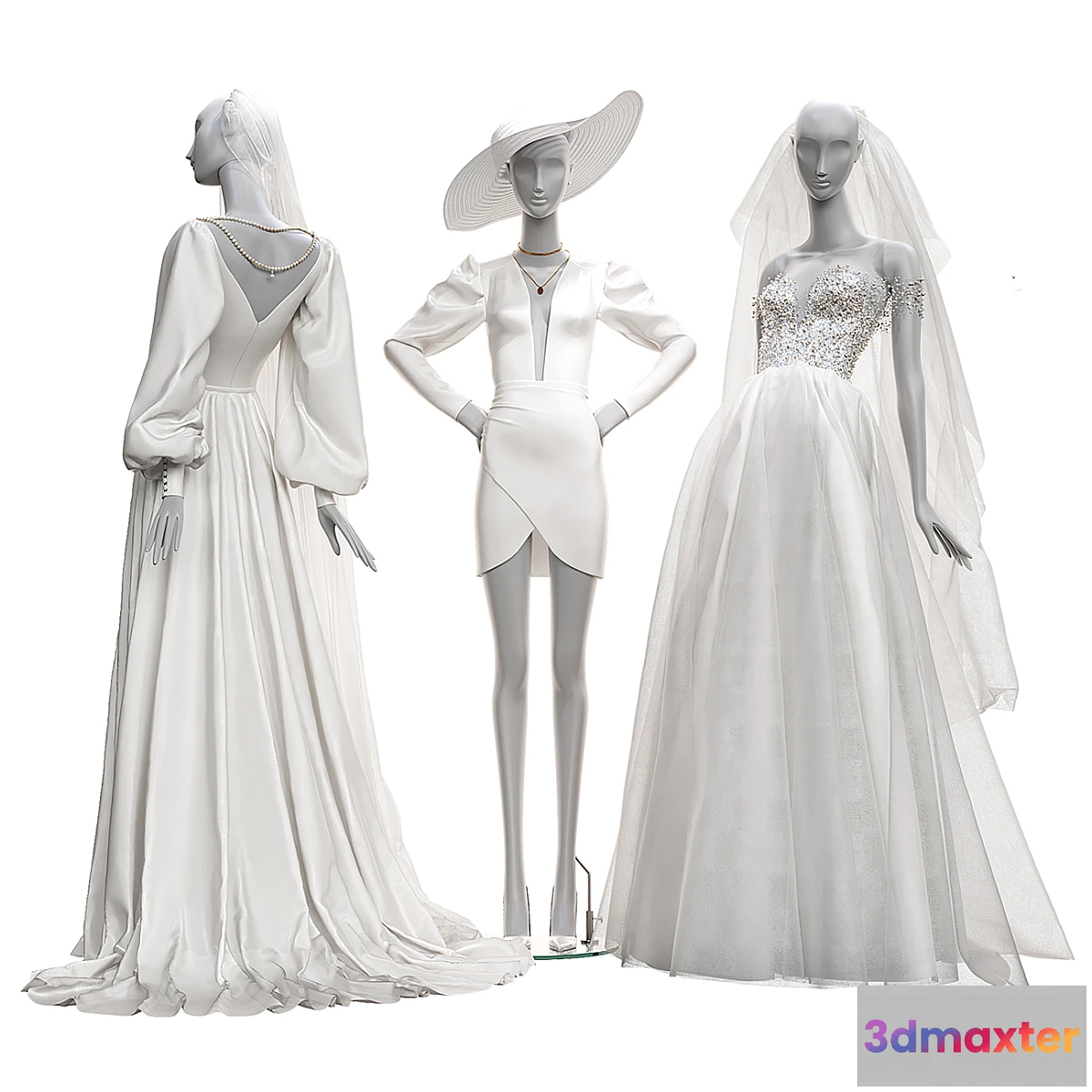 1301730 - Wedding clothes on mannequins 002 3D Max