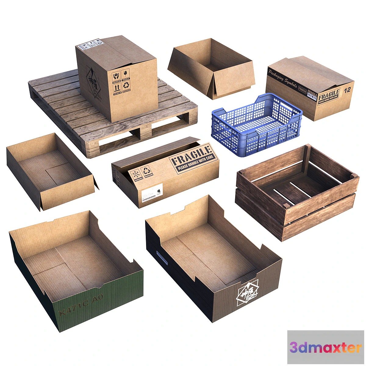 1358079 - Box set LOW POLY 3D Max