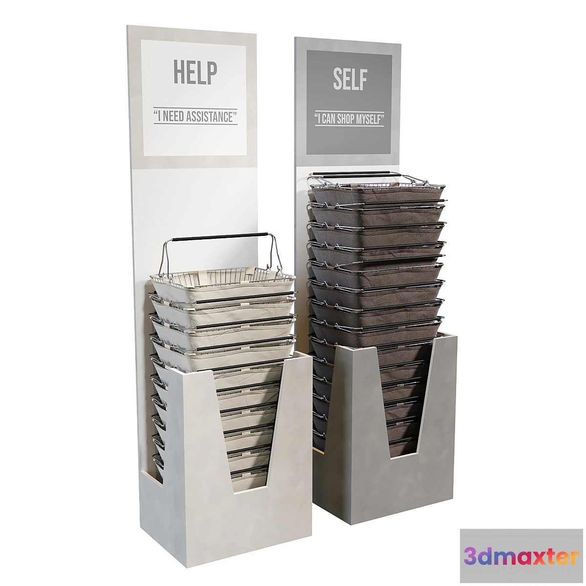 1443540 - Rack with baskets for the store 3D Max