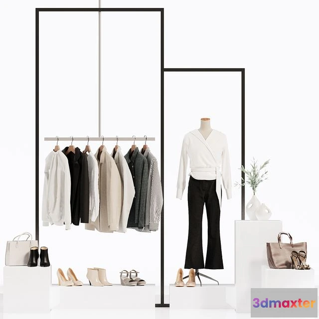 1548501 - Clothes store showcase mannequin hanger clothes wardrobe 3D Max