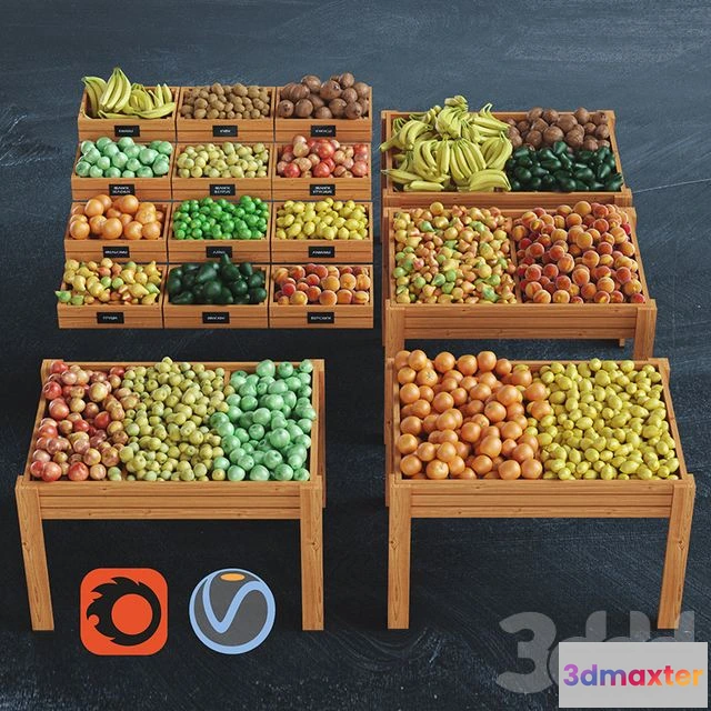 1561445 - Showcase with fruits 3D Max